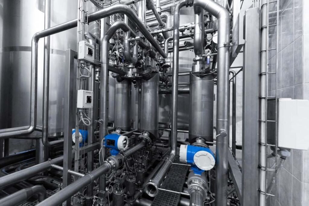 Commercial plumbing rough-in at an industrial building